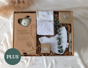 Boîte cadeau pour bébé Les essentiels Plus avec doudou Papoum Papoum, coussin Amma et bruine Lolo & moi