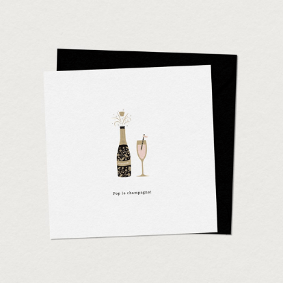 Carte de souhaits célébration - Pop le champagne par Mimosa Design, illustration par Marie-France Auger
